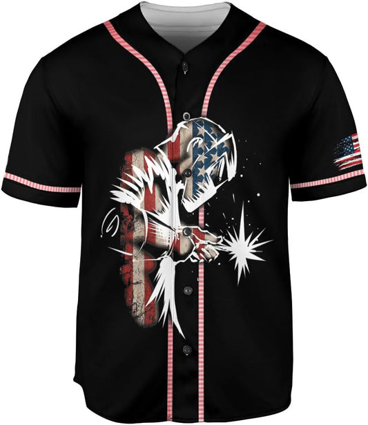 Welder American Flag 4th of July Baseball Jersey