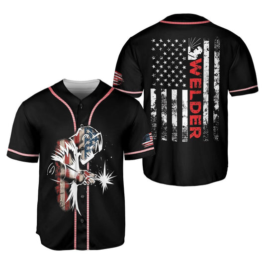 Welder American Flag 4th of July Baseball Jersey