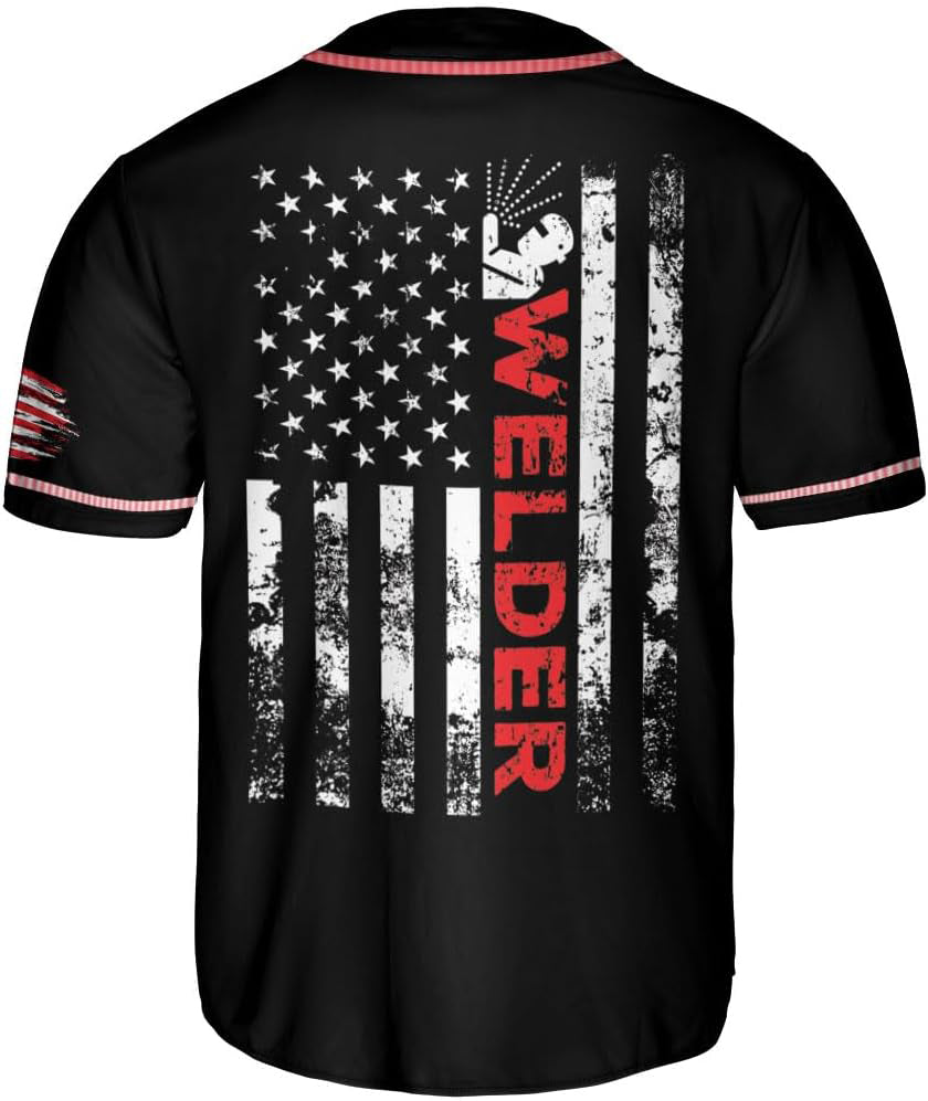 Welder American Flag 4th of July Baseball Jersey