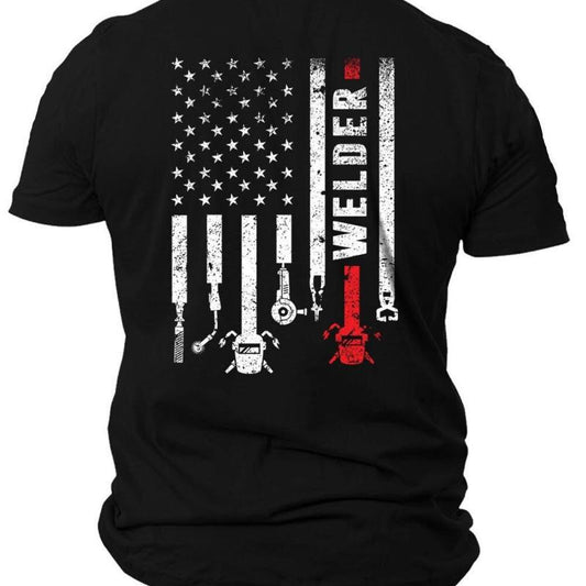 Welder Tools Patriotic American Flag 4th of July T-shirt