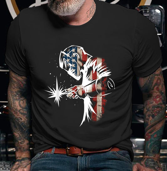 American Welder 4th of July USA Flag T-Shirt
