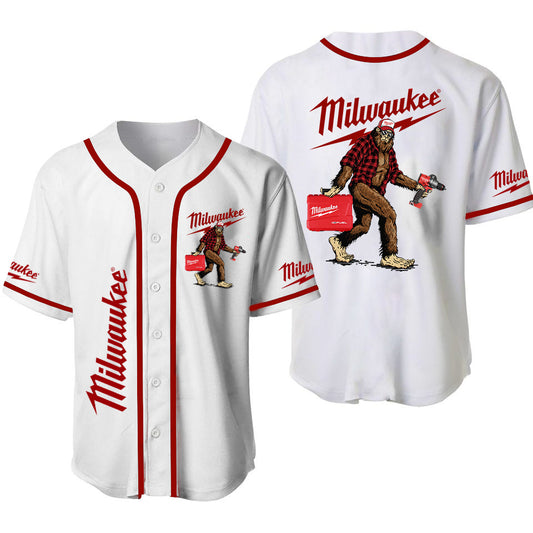 Milwaukee Bigfoot Funny Baseball Jersey, Blue Collar Tools Baseball Shirt, Funny Gift for Him